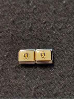 Vintage D'linQ State Of Massachusetts Flag 9mm Italian Charm Bracelet Charms - 2